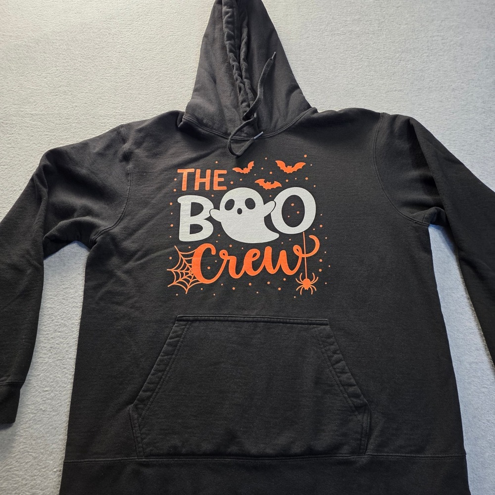 The Boo Crew Halloween Ghost Hoodie Black Orange Mens Large Port & Company
